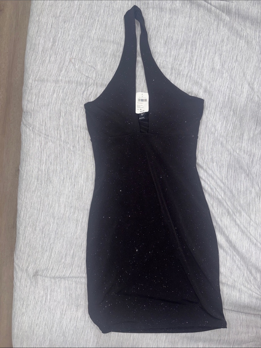 Windsor Black Halter Sparkle Mini Dress